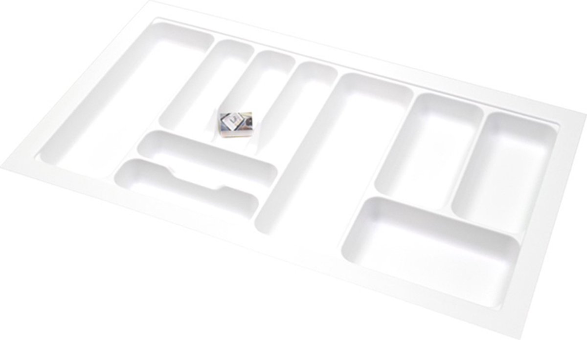Kunststof Bestekbak Basic Series Wit, Breedte 85-80 cm - Diepte 50-44 cm - Kunststof bestekbakken / besteklade wit - Bestekcassette - Op maat aanpasbaar