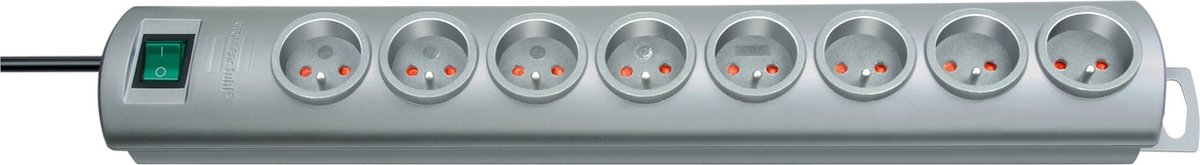 Primera-Line stekkerdoos 8-voudig zilver 2m H05VV-F 3G1,5 *FR/BE*