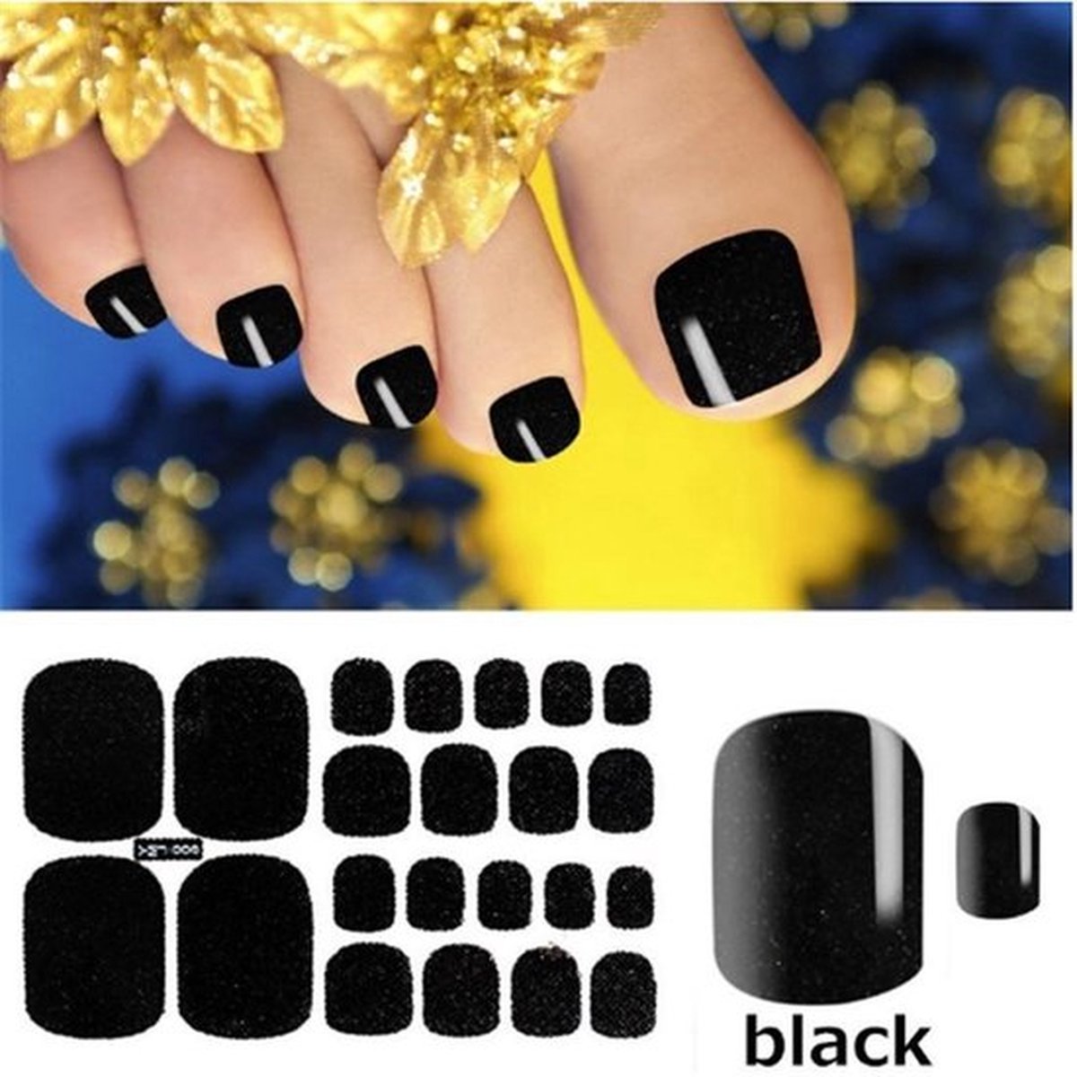 Goedkoopste Prachtige Teen NagelStickers/ 1 vel , 22 tips/ Manicure Teen Nagel stickers,Nageldecoratie,Feet nail Stickers ,Plaknagels / Nail stickers Zwart