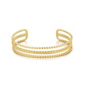 Twice As Nice Armband in goudkleurig edelstaal, open bangle, 3 rijen 6 cm