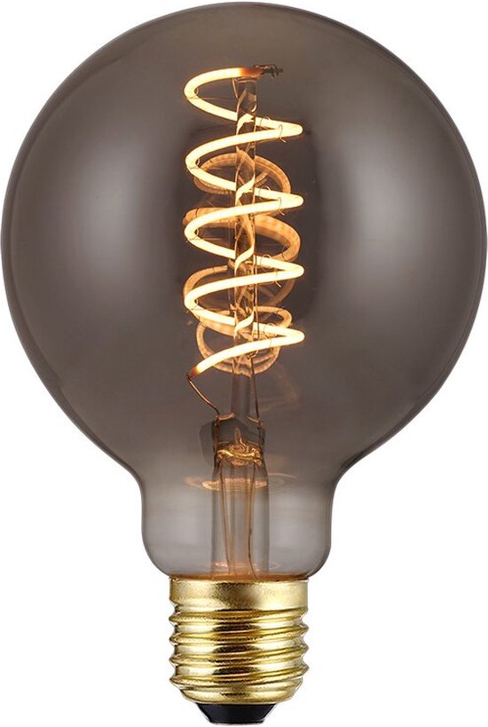 Ledmaxx flexfilament LED globelamp G125 E27 5W 130lm 1800K rookglas dimbaar Ø12.5cm