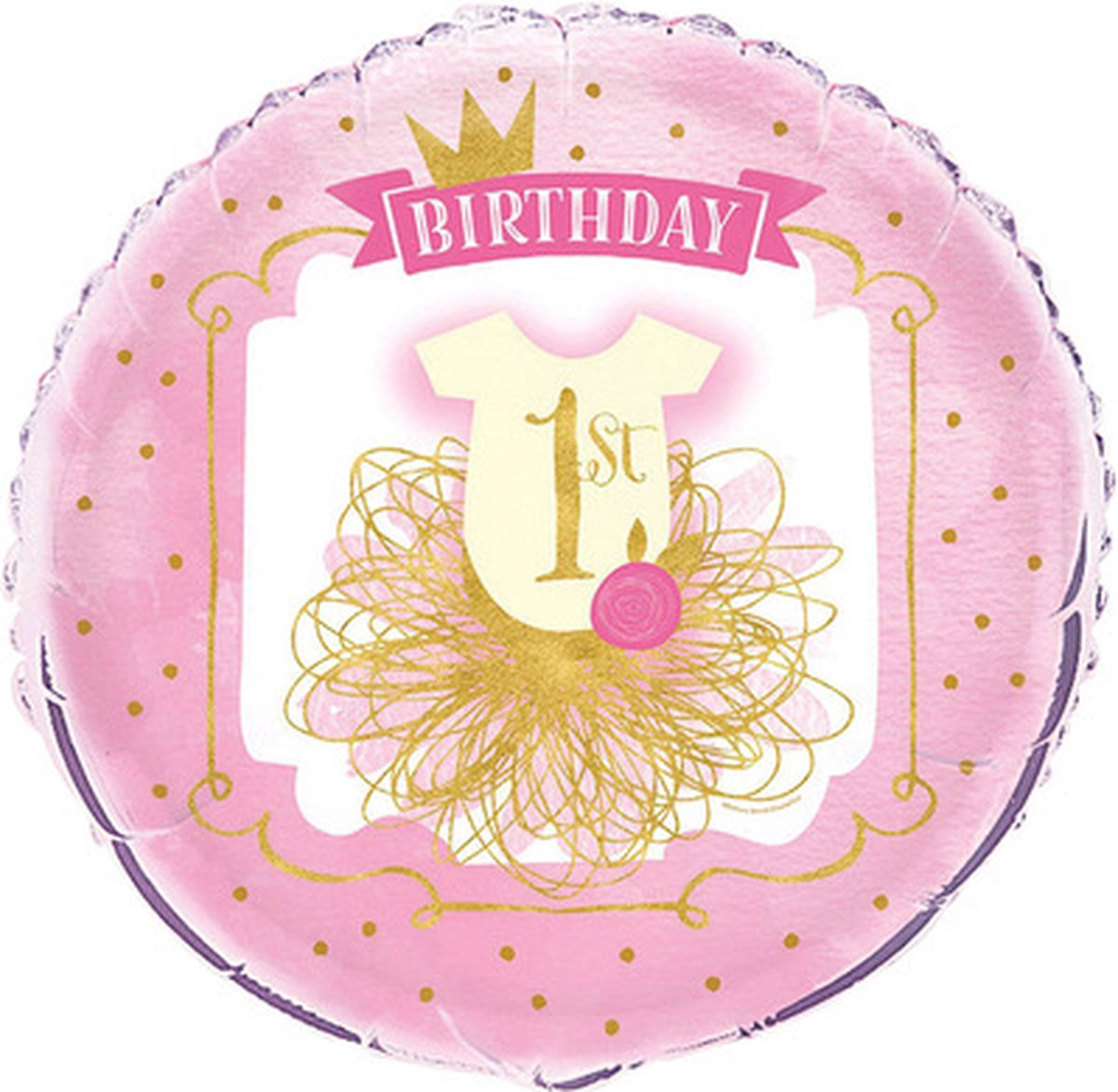 Unique Party 58167, Speelgoed ballon, Folie, Goud, Roze, Verjaardag, Ovaal, 450 mm