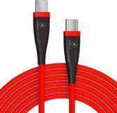 LUXWALLET SL9 USB C naar USB C kabel - 3A (Max) - 65W PD Snel opladen – Nylon Gevlochten – Dataoverdracht - Ondersteund verschillende laad protocollen – 2M- Zwart/Rood