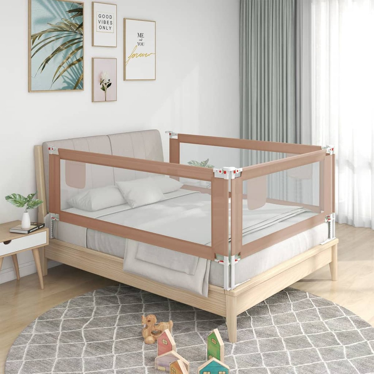 Bedhekje peuter 120x25 cm stof taupe Bedhekje peuter 120x25 cm stof taupe