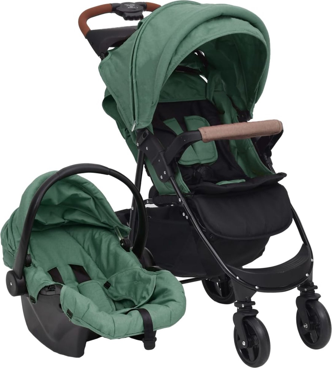 vidaXL Kinderwagen 3-in-1 staal groen vidaXL Kinderwagen 3-in-1 staal groen