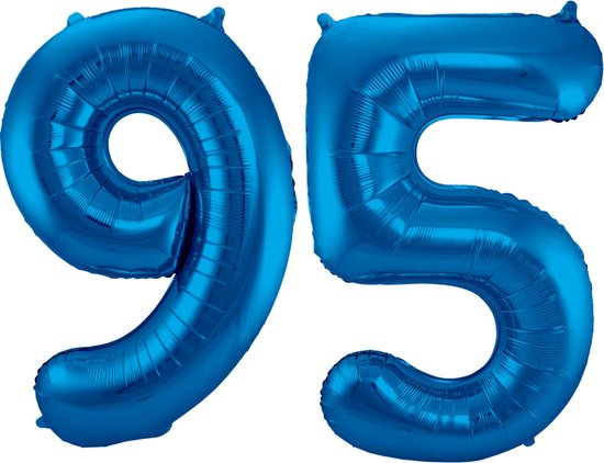 Ballon Cijfer 95 Jaar Blauw Helium Ballonnen Verjaardag Versiering Cijfer Ballon Feest Versiering Met Rietje - 86Cm