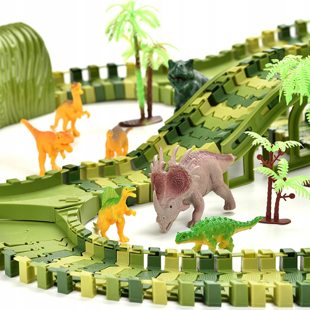 Dinosaurus Flexibele Racebaan Autobaan 229 Delig met AA Batterijen - Auto Racebaan met een Auto, Dinosaurussen, Bomen - Autobahn - AutoRacebaan - Eenvoudig te monteren - Eindeloos combineren - Veel Speelplezier — afbeelding 6