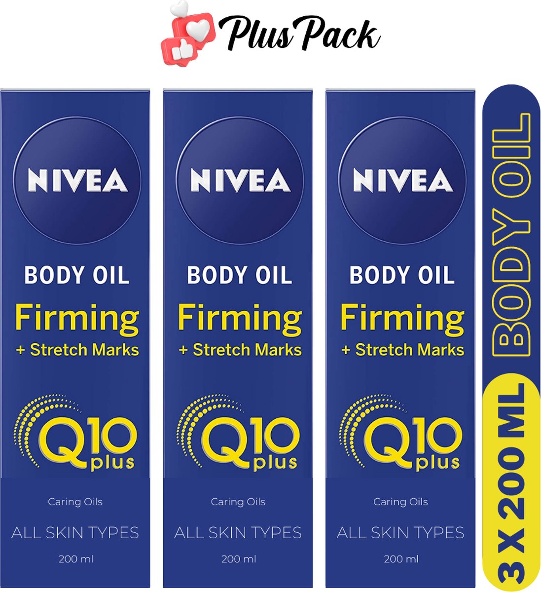 Plus Pack Nivea Q10 Plus Firming + Stretch Marks Body Olie Geschikt Voor Alle Huidtypes - 3 x 200 ml