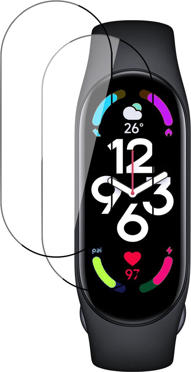 Screenprotector geschikt voor Xiaomi Mi Band 7 - Flexibele Full Screen Protector - 2 Stuks