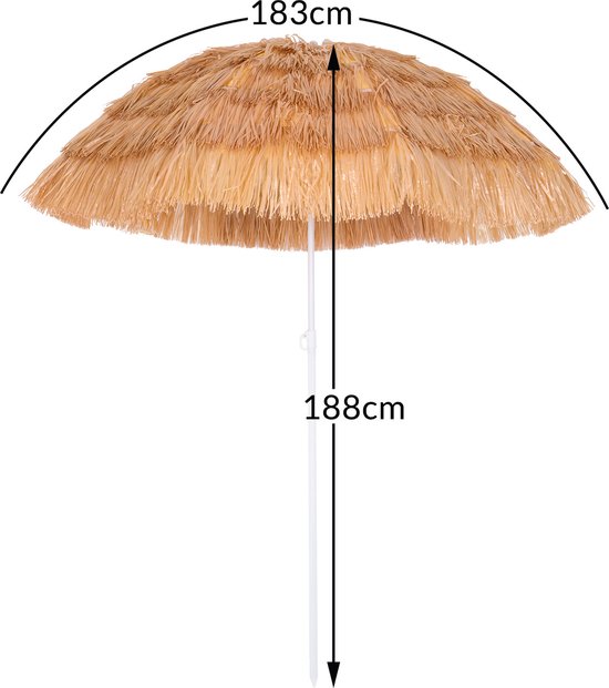 Kingsleeve Parasol Hawaii - 160 cm Rond - Beige | bol.com