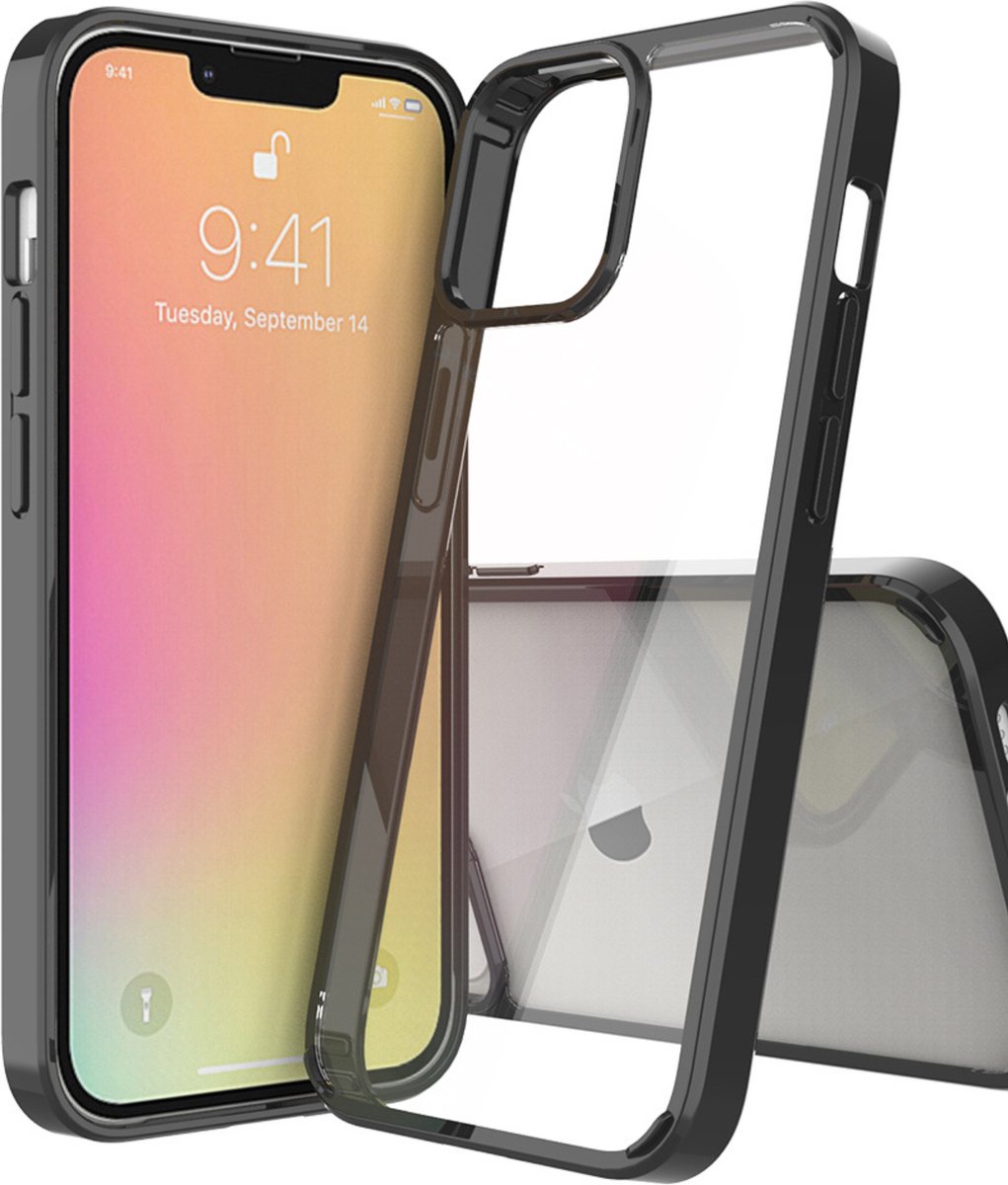 Stargoods iPhone 13 hoesje - iPhone 13 hoesje transparant zwart - iPhone 13 hoesje transparant - iPhone 13 case - Gratis screenprotector