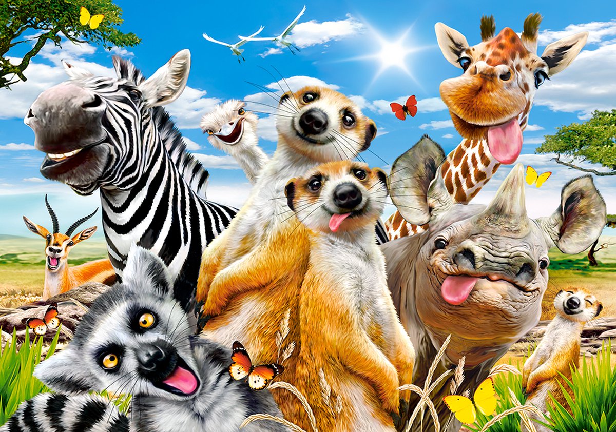 Castorland African Selfie – Puzzel – 500 stukjes – Satijnen afwerking – Perfecte pasvorm – Europese kwaliteit — afbeelding 2
