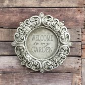 Betonnen tuinbeeld - muurornament Welcome to my garden - welkom