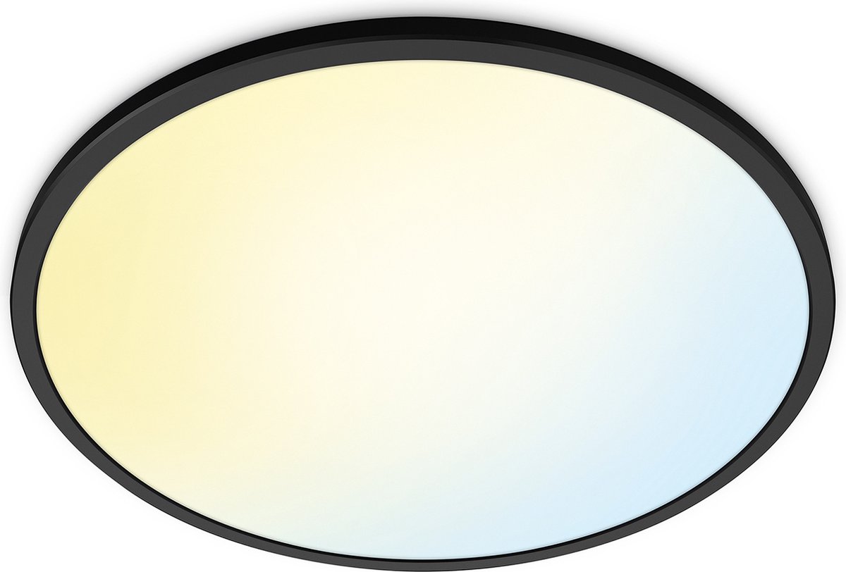 WiZ Plafondlamp SuperSlim Zwart - Slimme LED-Verlichting - Warm- tot Koelwit Licht - Geïntegreerd LED - 22W - Wi-Fi