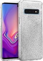 HB Hoesje Geschikt voor Samsung Galaxy S10 Plus - Glitter Back Cover - Zilver