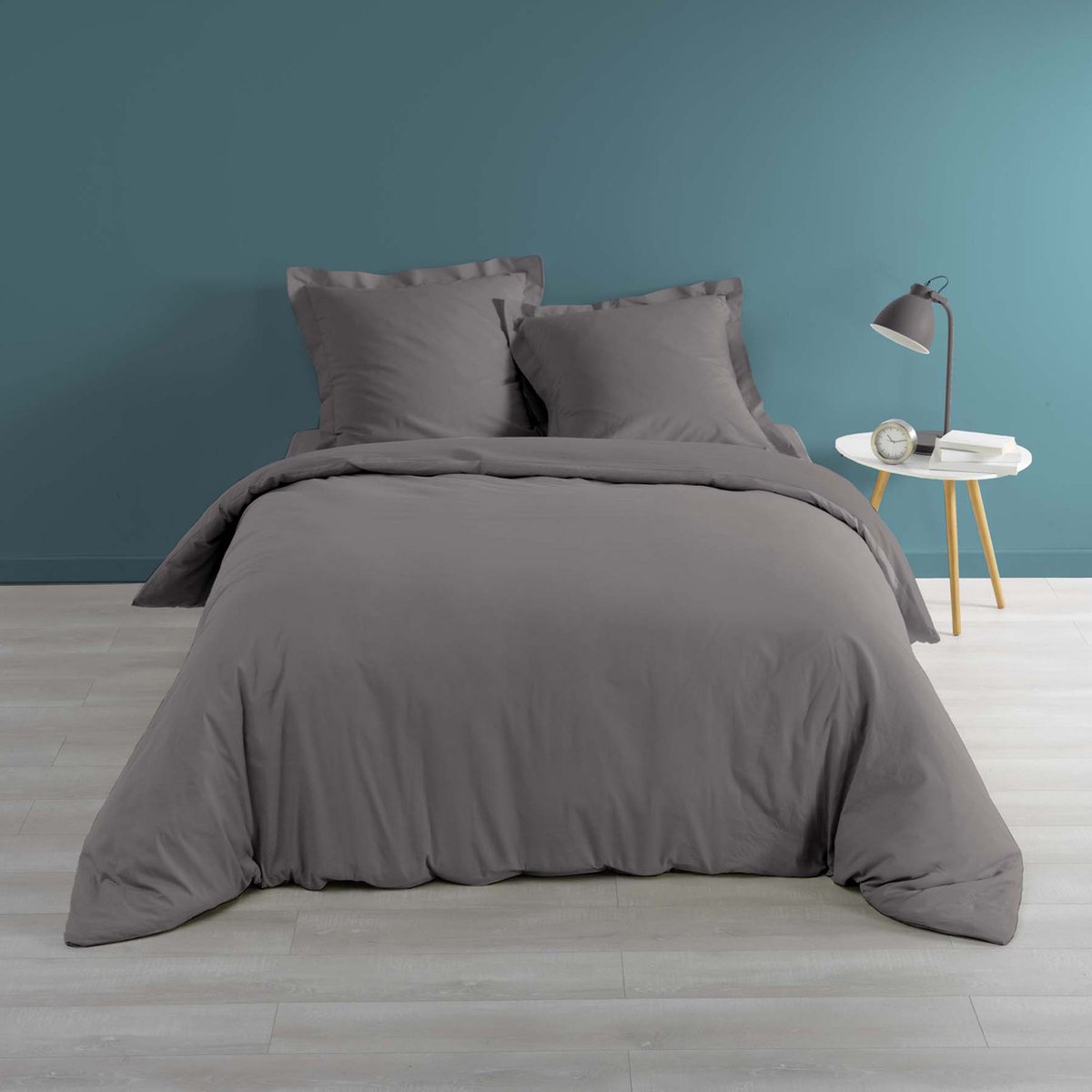Livetti Dekbedovertrek 240x220cm Katoen 78 Draads Donker Grijs