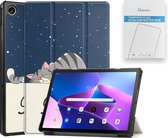 Tablet Hoes & Screenprotector geschikt voor Lenovo Tab M10 Plus (3e gen) tablet hoes en screenprotector - 2 in 1 cover - 10.6 inch - Tri-Fold Book Case - Good Night