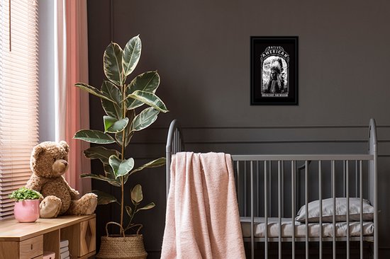 Cadre photo avec affiche - Indien - Vintage - Zwart - Wit - 20x30 cm - Cadre pour affiche