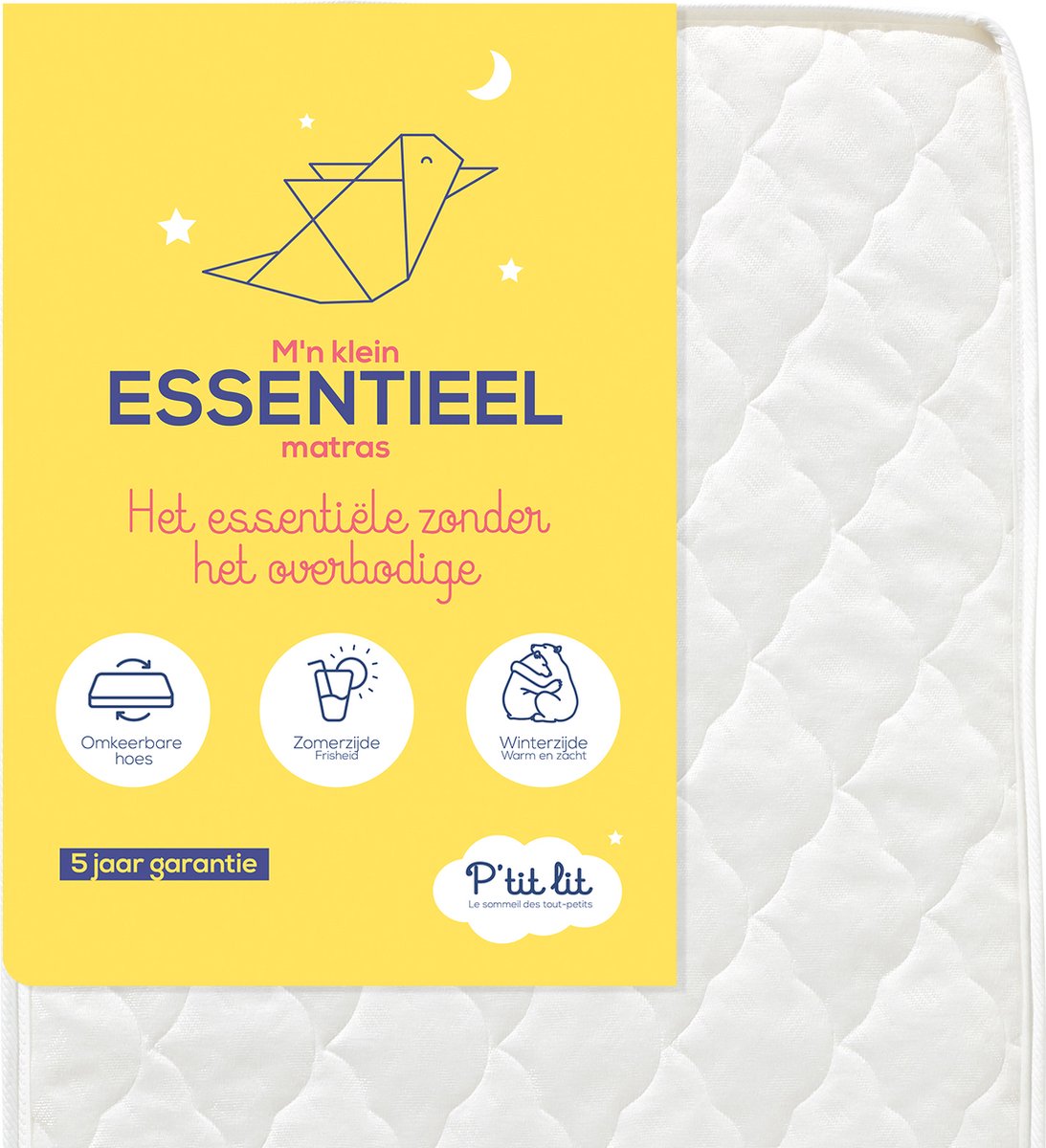 Onmisbaar Baby Matras - 60x120 cm - Ademend : 1 Zomerzijde / 1 Winterzijde - Oeko-Tex® - EU-product