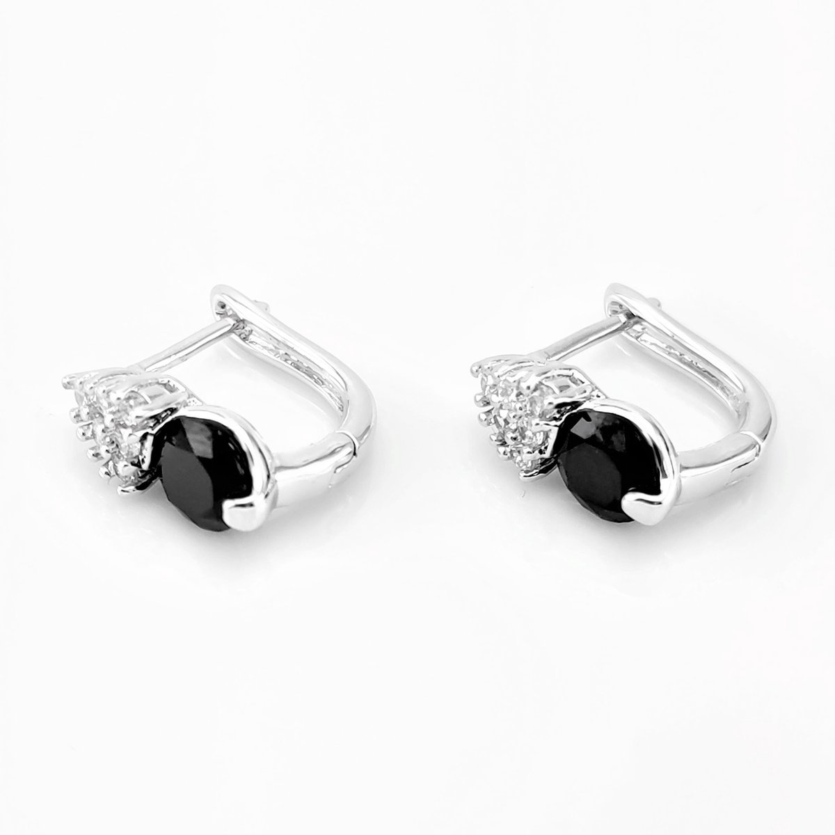 XUPING Elegante Oorbellen met Zwart/Heldere Zirkonias