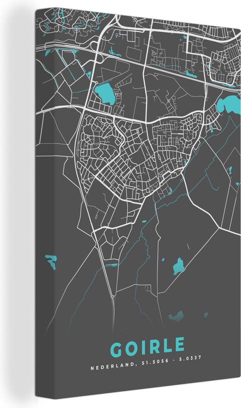 Toile Peinture Plan - Plan de Ville - Goirle - Plan d'étage - 120x180 cm - Décoration murale XXL