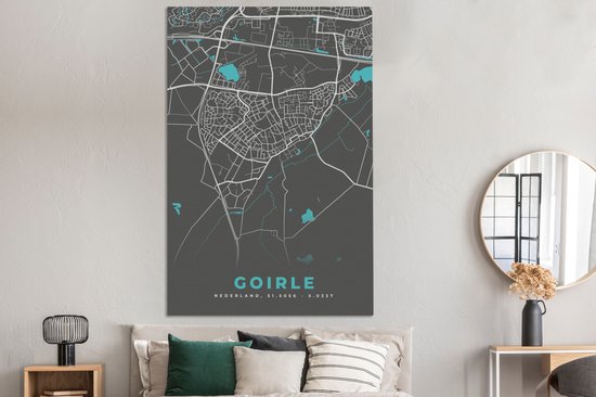 Toile Peinture Plan - Plan de Ville - Goirle - Plan d'étage - 120x180 cm - Décoration murale XXL