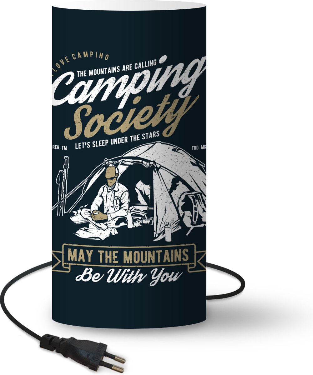 Lamp - Nachtlampje - Tafellamp slaapkamer - Tent - Camping - Vintage - 33 cm hoog - Ø15.9 cm - Inclusief LED lamp