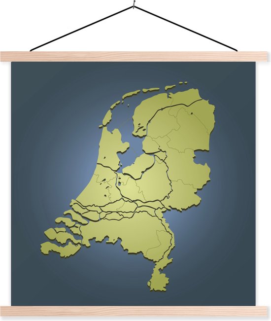 Illustration des Nederland sur fond bleu foncé affiche scolaire lattes plates vierges 40x40 cm - Tirage photo sur affiche textielposter (décoration murale salon / chambre)