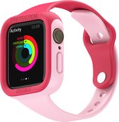 Bandje geschikt voor Fitbit Sense - Maat L - Sportband - Polsband - Horlogebandje - Tweekleurig - Siliconen - Rood/Roze