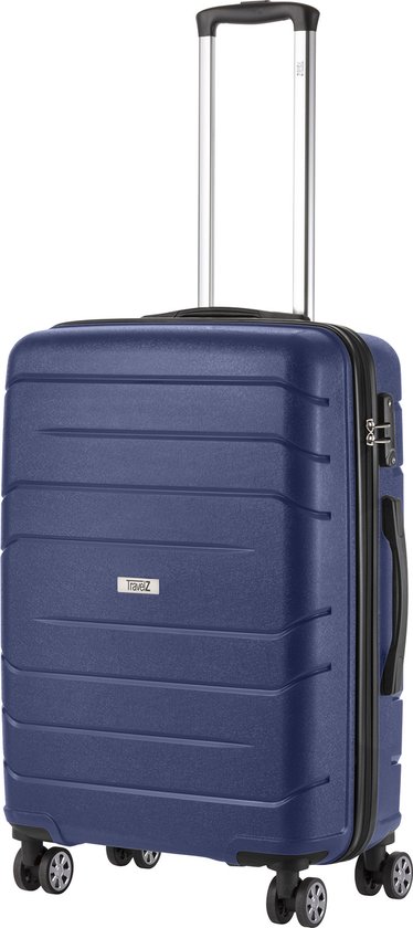 TravelZ Big Bars Reiskoffer 68 cm met dubbele wielen - Trolley koffer met TSA-slot - Blauw