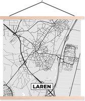 Posterhanger incl. Poster 40x40 cm - Schoolplaat - Plattegrond - Laren - Kaart - Stadskaart - Textielposter - Blanke latten - Plattegrond