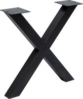 Tafelpoten X-frame zwart (set van 2) - Stalen tafelonderstel zwart - Tafelpoten zwart - X tafelpoten - Tafelpoten metaal zwart