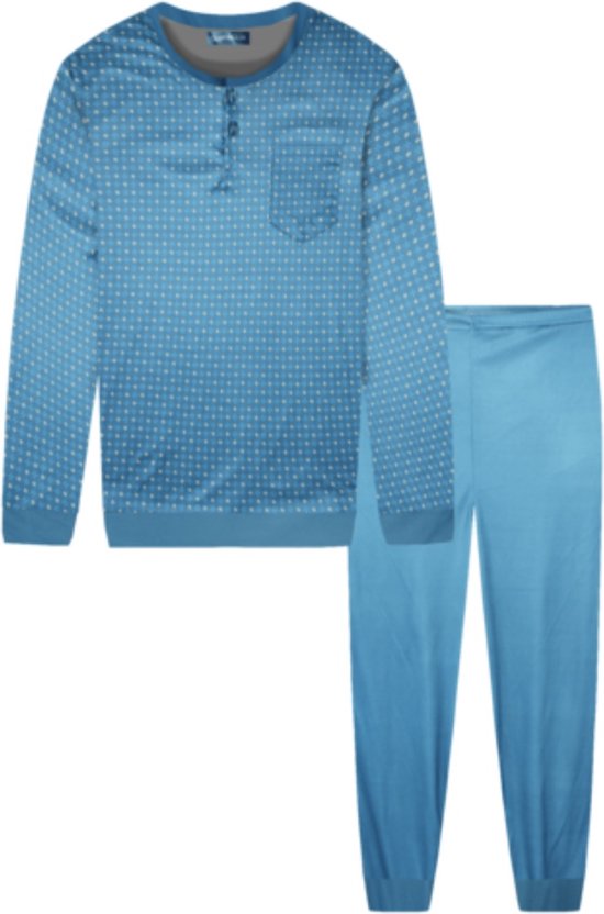 Heren katoenen pyjama XL blauw/turqoise