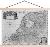 Carte Zwart et blanc des Nederland plaque scolaire lattes plates vierges 120x90 cm - Tirage photo sur affiche textielposter (décoration murale salon / chambre)