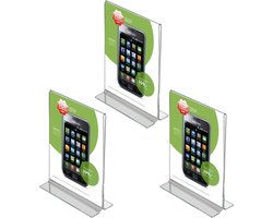 3 pack | Folderstandaard | T-standaard A5 formaat staand | Menukaarthouder | acryl T standaard | acryl kaarthouder | menustandaard A5 | van duurzaam