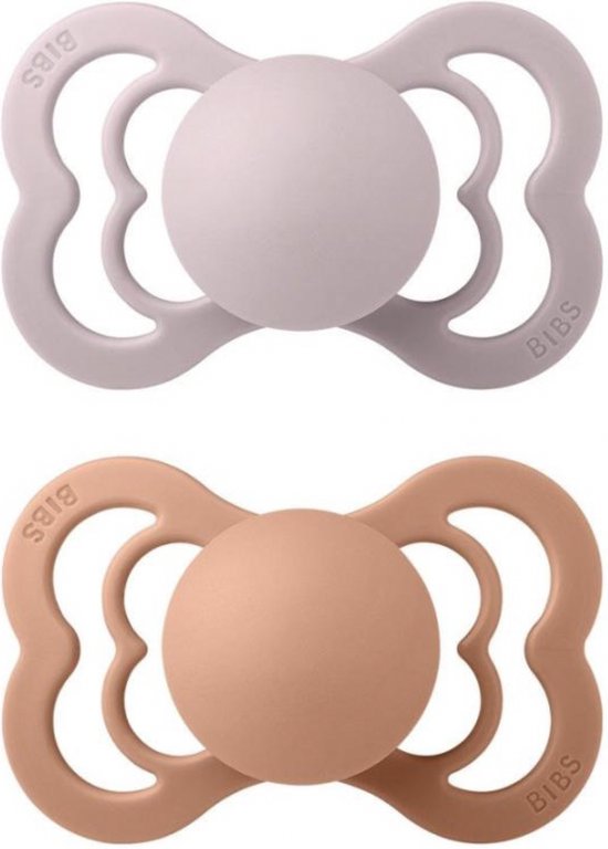 BiBS Supreme Pacifier Maat 1 Fopspeen 2 stuks Pink Plum