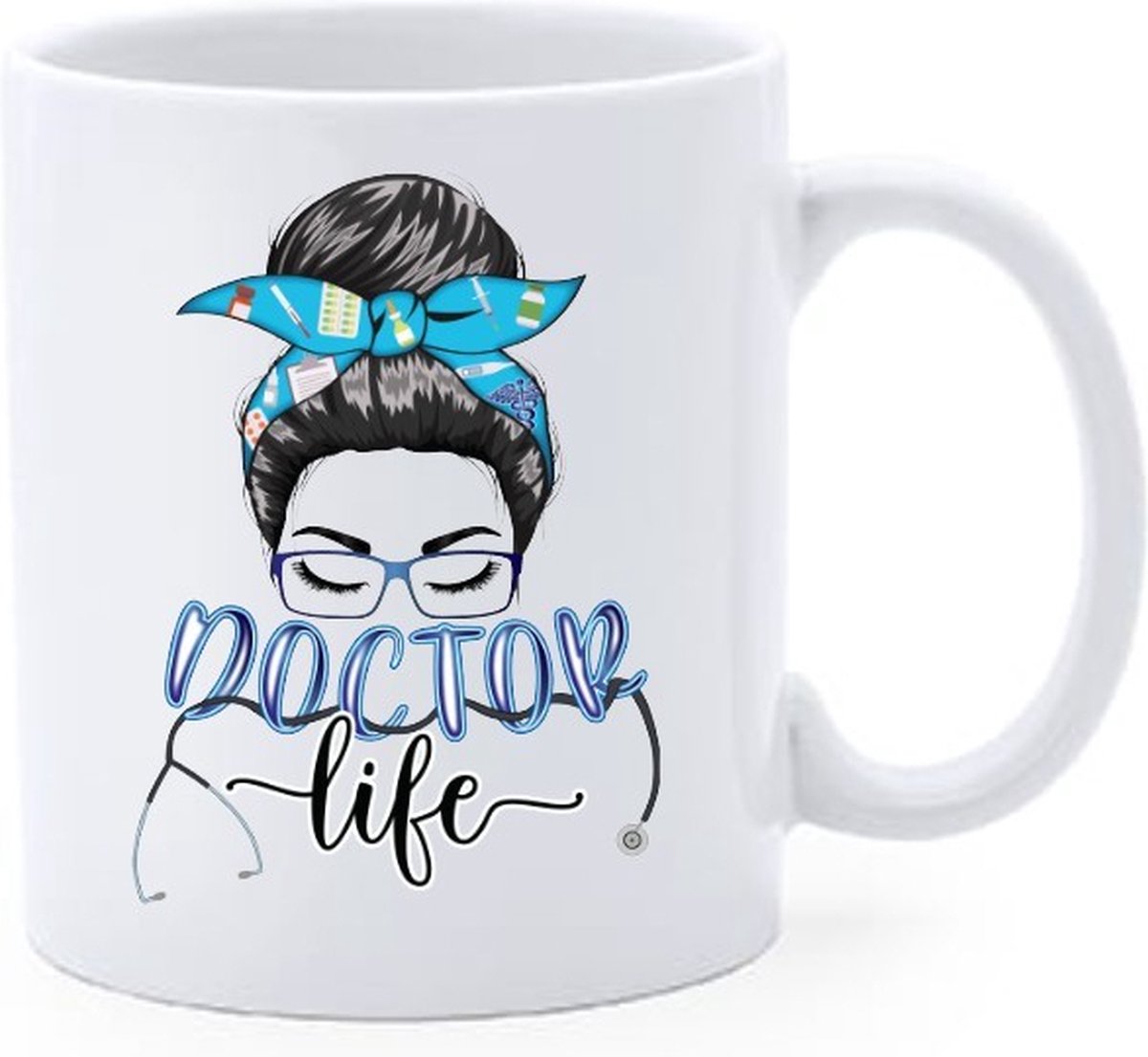 Bedrukte Beker Doctor Life - Dokter - Koffie mok - Thee mug - Geschenk - Gepersonaliseerd Cadeau