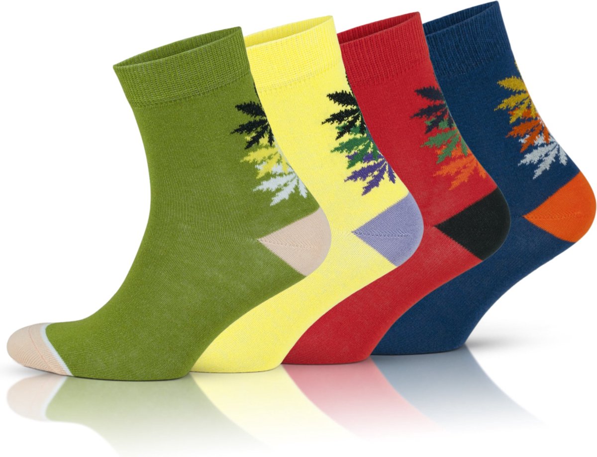 GoWith-katoen sokken-sportsokken-4 paar-halfhoge sokken-huissokken-warme sokken-grappige cadeaus-dames sokken-35-40