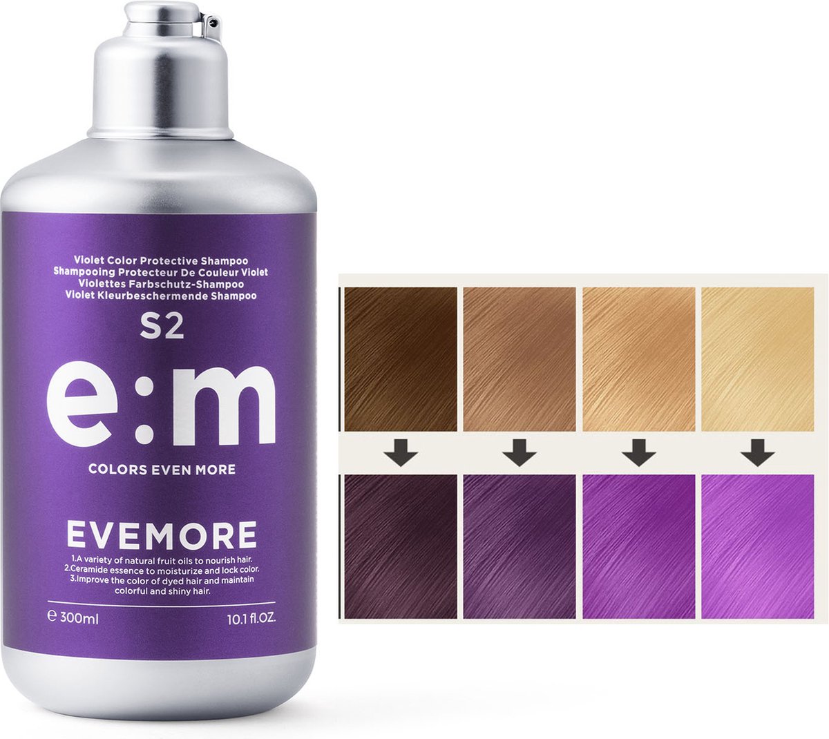 EVEMORE Semi Permanente Haarkleuringsshampoo - Kleurshampoo - Semi-Permanente Haarverf - Paars
