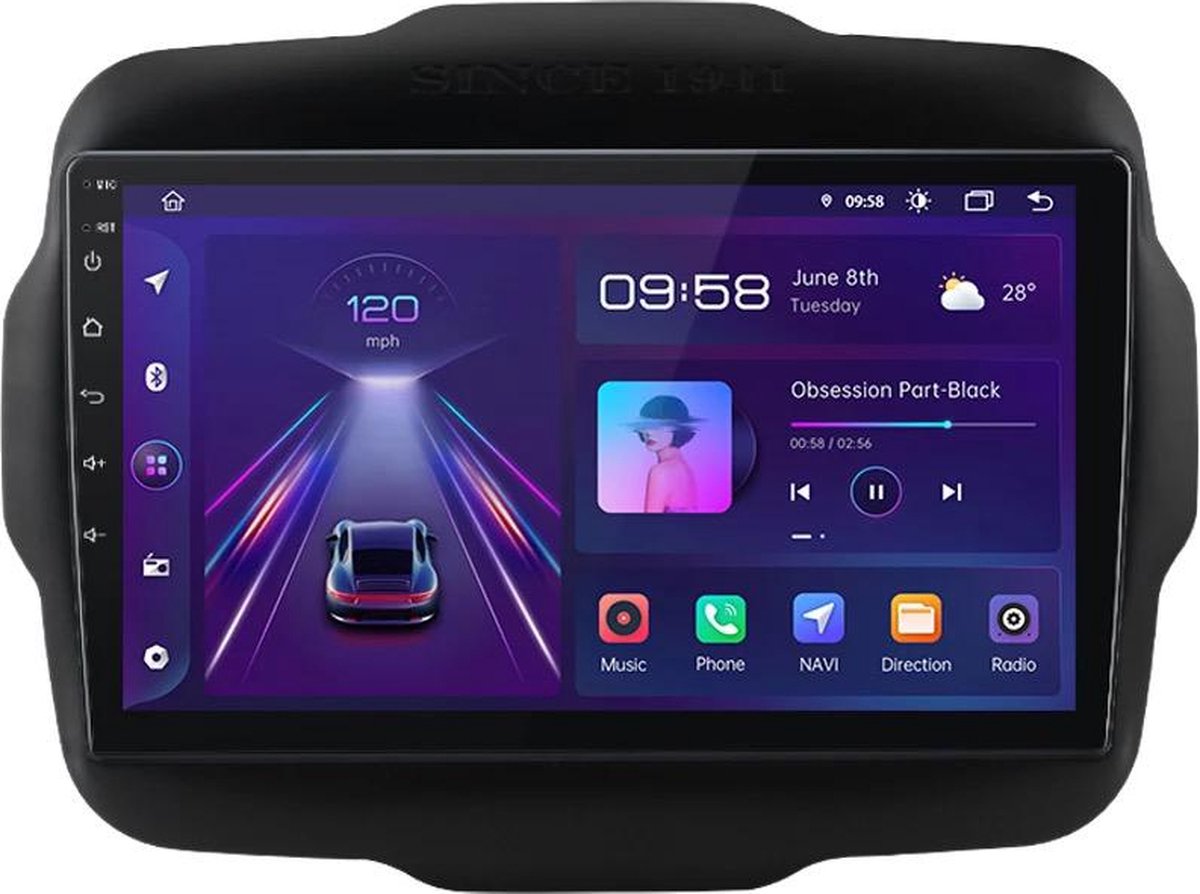 8core CarPlay Jeep Renegade 2013-2022 Android 10 Navigatie en Multimediasysteem 2+32GB