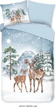 Good Morning Dekbedovertrek "herten in de sneeuw" - Multi - (200x200/220 cm) - Katoen Flanel