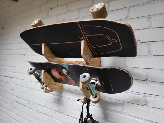 Skateboard / Longboard rek - Wandrek - Muurbevesting skateboard / longboard - Ophangsysteem longboard / skateboard -Longboard ophangen - skateboard ophangen - accessoires