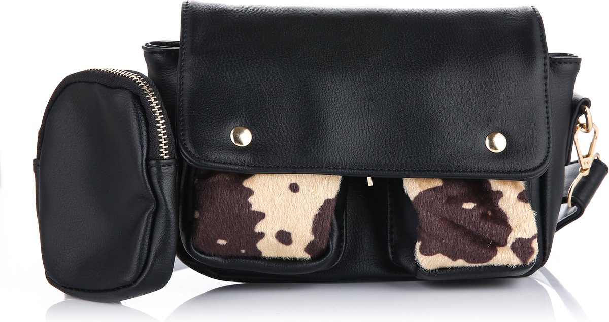Dames schoudertas – crossbody tas – pu leer – dierenprint – met afneembaar tasje
