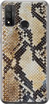 Casimoda® hoesje - Geschikt voor Huawei P Smart (2020) - Snake / Slangenprint bruin - Siliconen/TPU - Soft Case - Goudkleurig - Slangenprint