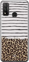 Casimoda® hoesje - Geschikt voor Huawei P Smart (2020) - Luipaard strepen - Siliconen/TPU - Soft Case - Bruin/beige - Luipaardprint