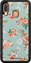 Casimoda® hoesje - Geschikt voor Samsung Galaxy A40 - Lovely Flowers - Zwart TPU Backcover - Tekst - Mint