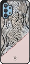 Casimoda® hoesje - Geschikt voor Samsung Galaxy A32 5G - Snake Print - Zwart TPU Backcover - Slangenprint - Roze