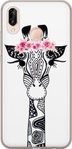 Casimoda® hoesje - Geschikt voor Huawei P20 Lite (2018) - Giraffe - Siliconen/TPU - Soft Case - Zwart - Giraffe