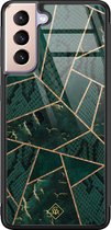 Casimoda® hoesje - Geschikt voor Samsung Galaxy S21 Plus - Abstract Groen - Luxe Hard Case Zwart - Backcover telefoonhoesje - Groen