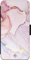 Casimoda® bookcase - Geschikt voor iPhone 13 Pro - Hoesje met pasjeshouder - Marmer roze paars - Paars - TPU